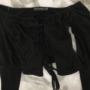 PLT lace up long sleeve top